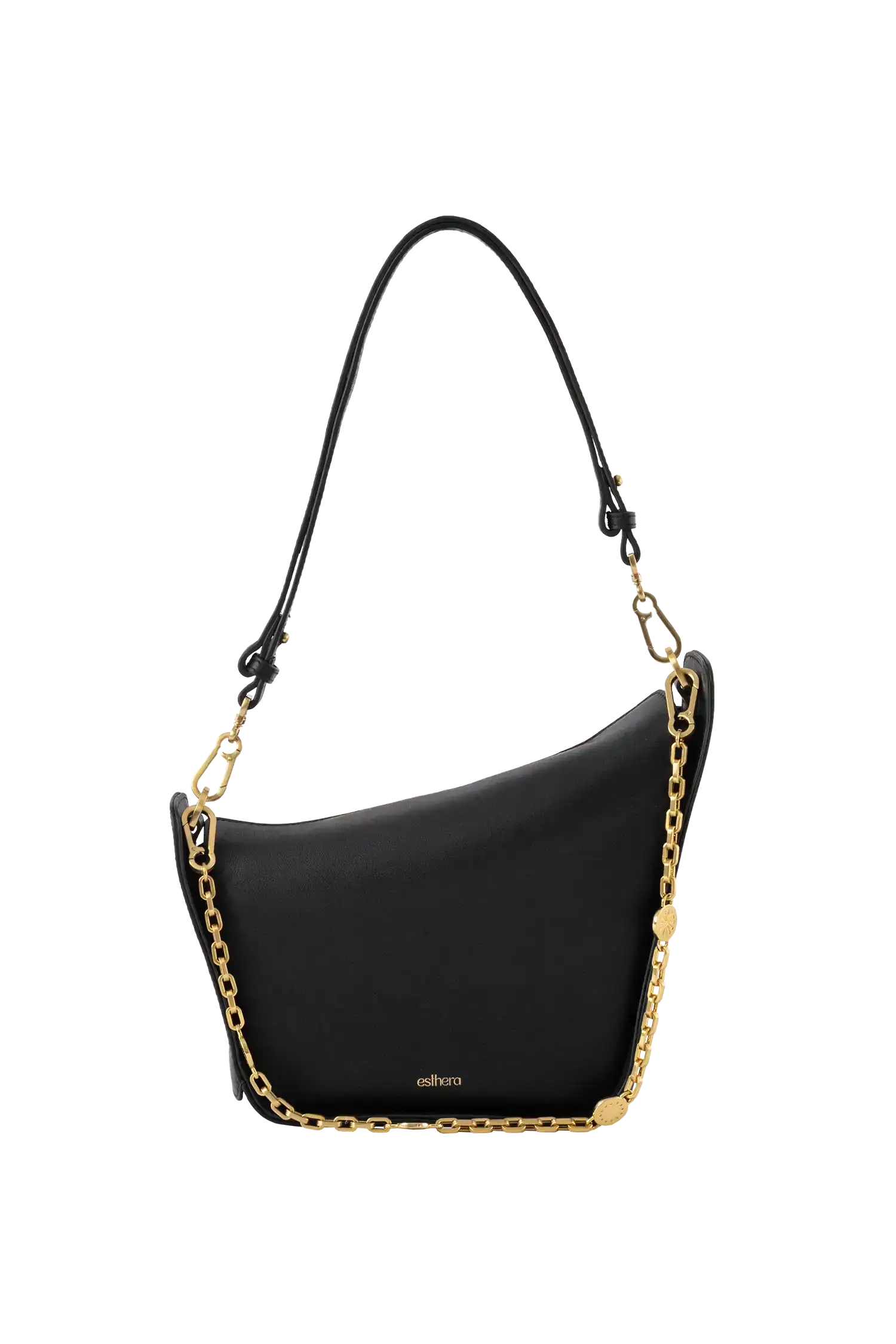 Bolsa em couro legítimo na cor preta com fechamento por zíper e alça de ombro confortável, design sofisticado e funcional ideal para o dia a dia.