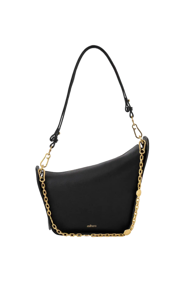 Bolsa em couro legítimo na cor preta com fechamento por zíper e alça de ombro confortável, design sofisticado e funcional ideal para o dia a dia.