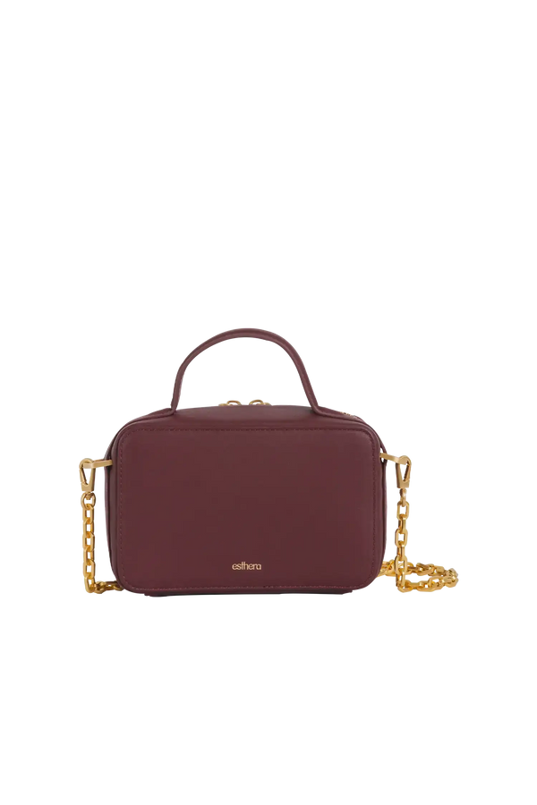 Bolsa de ombro em couro legítimo na cor burgundy com fechamento por zíper e alça de ombro confortável, design sofisticado e funcional ideal para o dia a dia.
