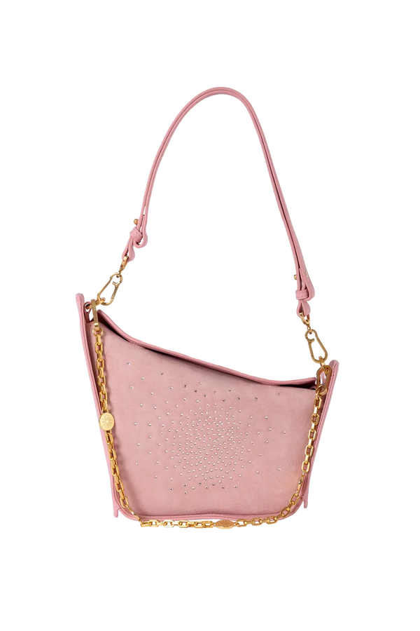 Bolsa em camurça na cor com tom elegante com fechamento por zíper e alça de ombro confortável, design sofisticado e funcional ideal para o dia a dia.