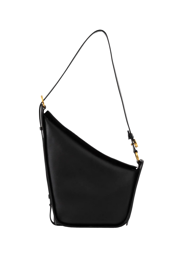 Bolsa em couro legítimo na cor preta com fechamento por zíper e alça de ombro confortável, design sofisticado e funcional ideal para o dia a dia.
