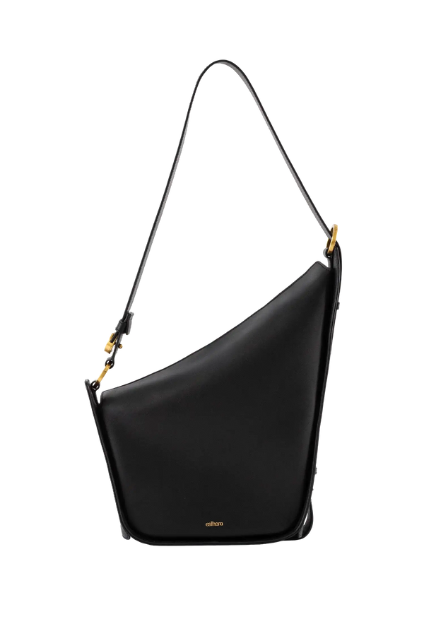 Bolsa em couro legítimo na cor preta com fechamento por zíper e alça de ombro confortável, design sofisticado e funcional ideal para o dia a dia.