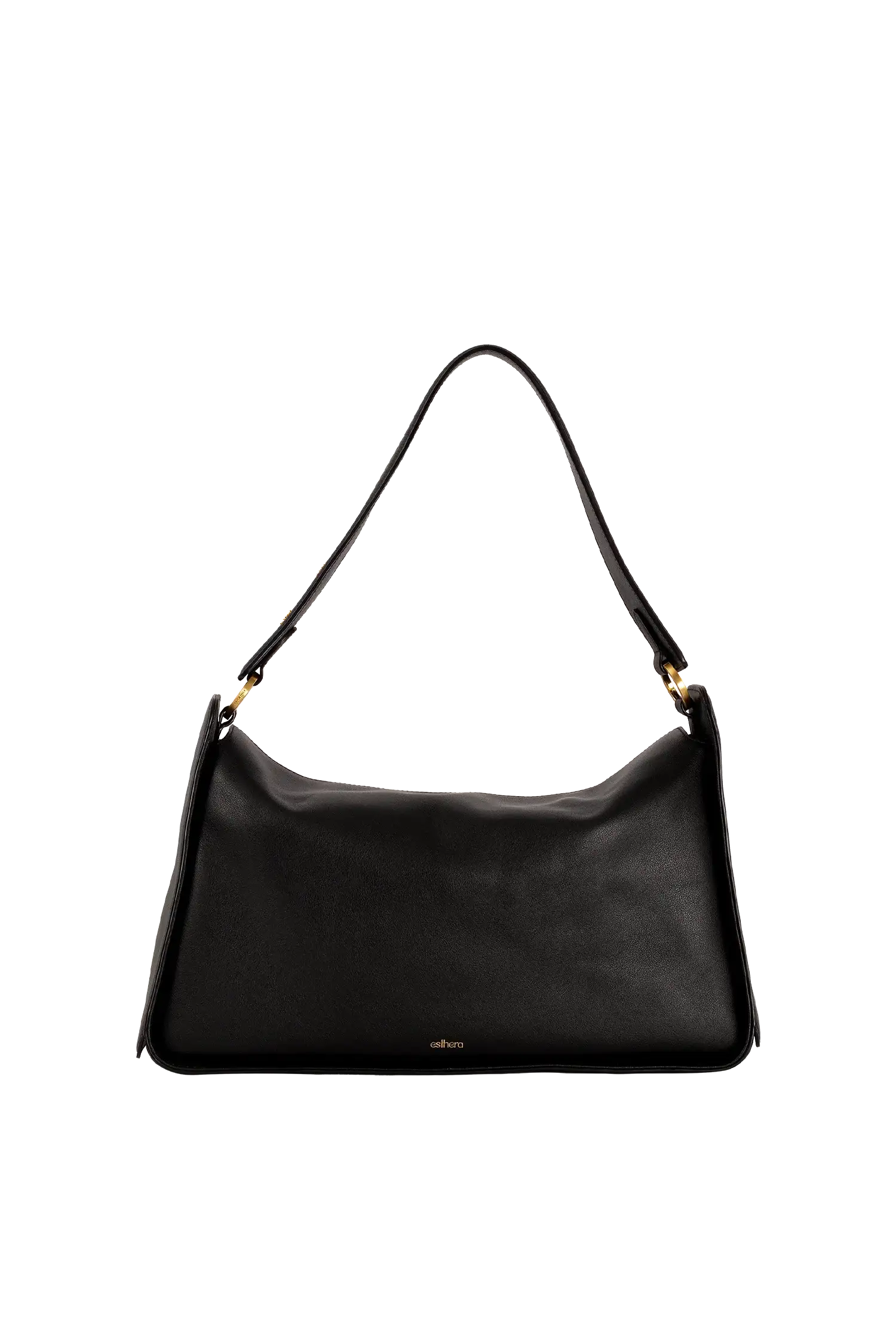Bolsa de ombro em couro legítimo na cor preta com fechamento por zíper e alça de ombro confortável, design sofisticado e funcional ideal para o dia a dia.