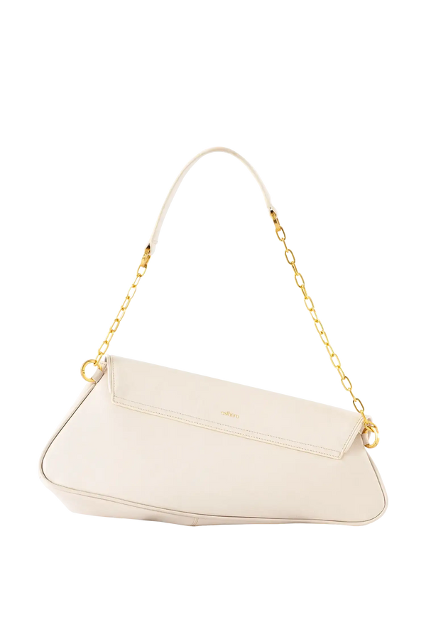 Bolsa de ombro em couro legítimo na cor areia com fecho refinado e alças estruturadas, design sofisticado e funcional ideal para o dia a dia.