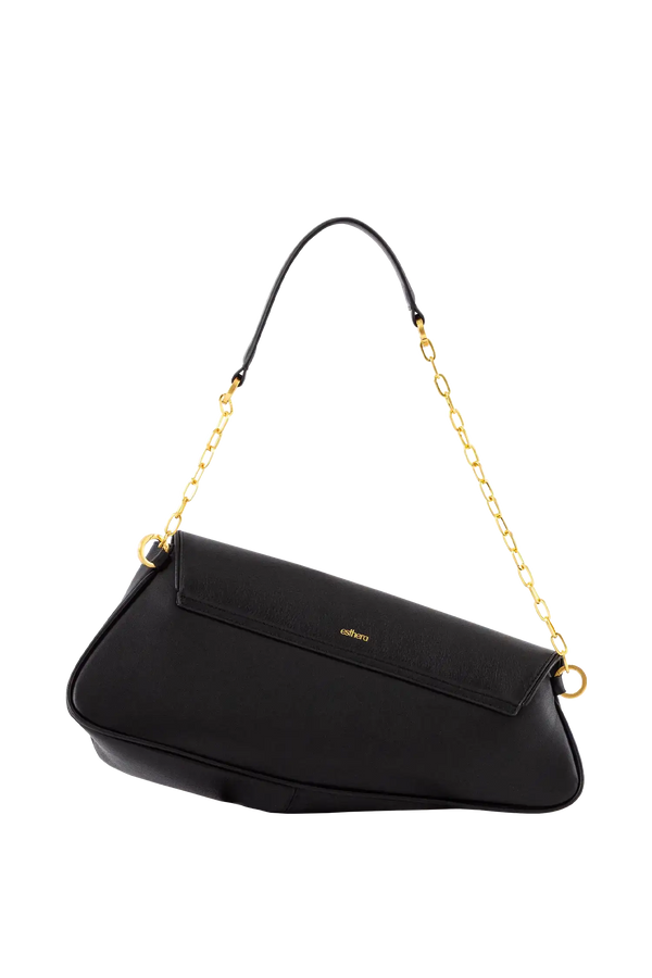Bolsa de ombro em couro legítimo na cor preta com fecho refinado e alças estruturadas, design sofisticado e funcional ideal para o dia a dia.