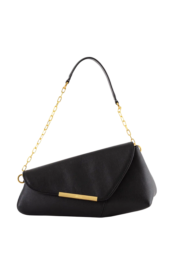Bolsa de ombro em couro legítimo na cor preta com fecho refinado e alças estruturadas, design sofisticado e funcional ideal para o dia a dia.