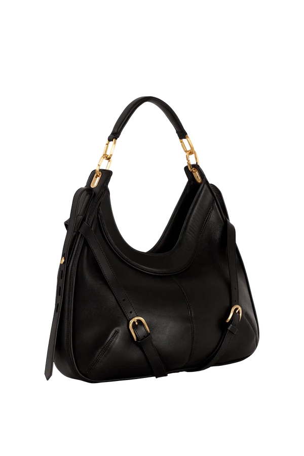 Bolsa de ombro em couro legítimo na cor preta com fechamento seguro e alça ajustável confortável, design sofisticado e funcional ideal para o dia a dia.
