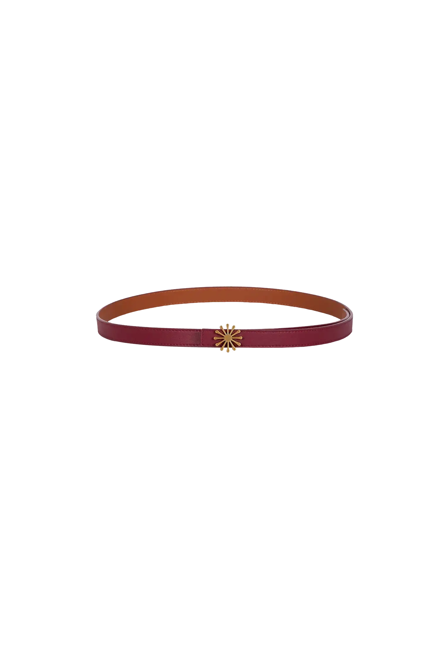Cinto de couro de 20mm na cor marrom com fivela metálica dourada elegante com acabamento com costuras reforçadas, modelo versátil e elegante que combina praticidade com o refinamento do design de alta qualidade.