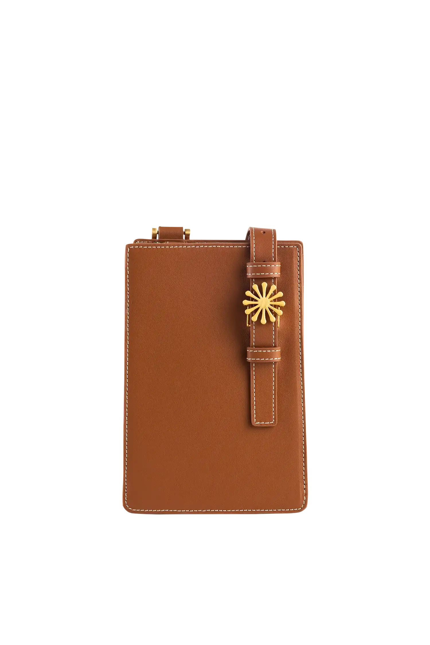 Bolsa de ombro em couro legítimo na cor marrom claro com fechamento seguro e alça ajustável confortável, design sofisticado e funcional ideal para o dia a dia.
