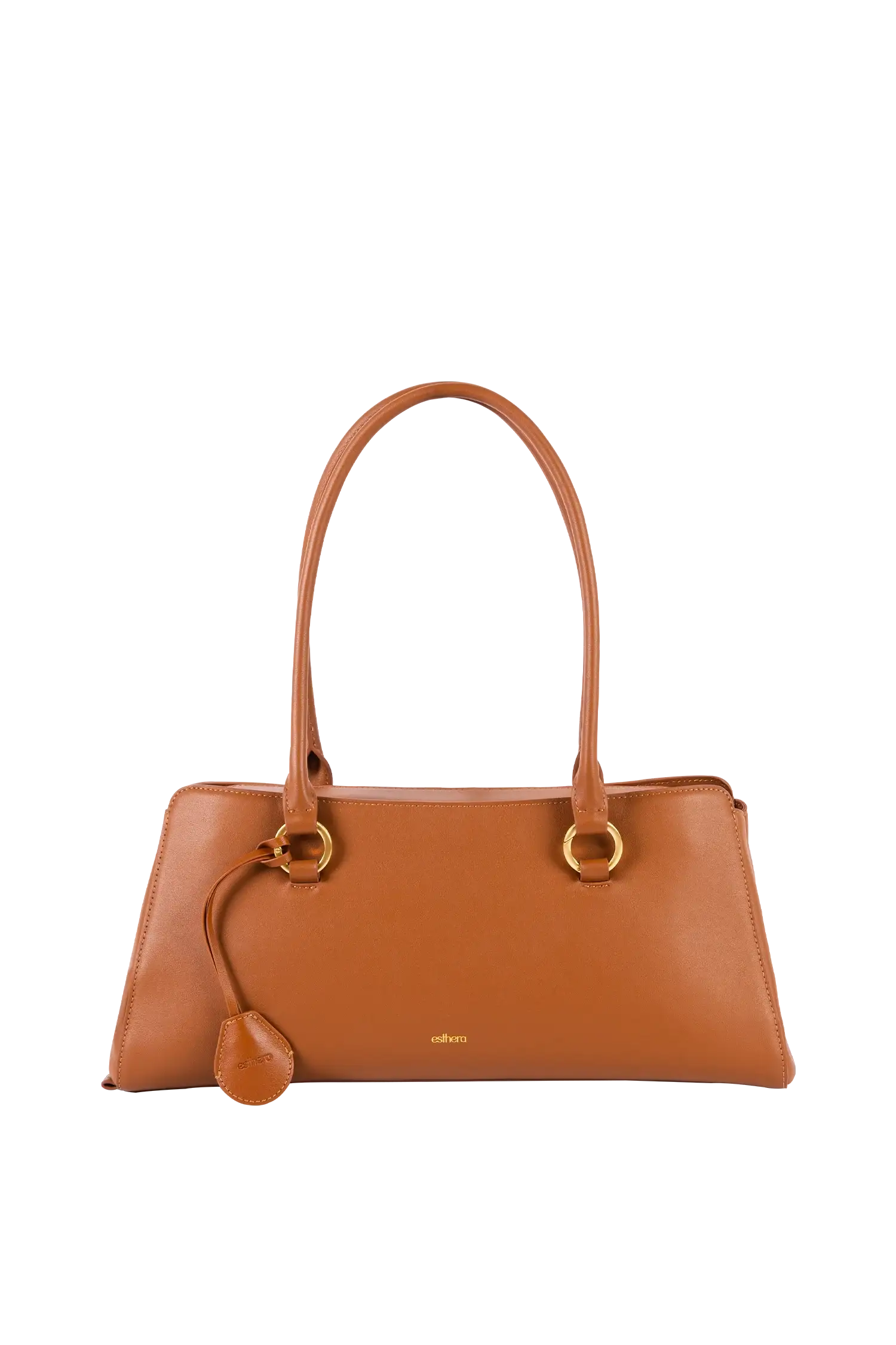 Bolsa de ombro em couro legítimo na cor marrom claro com fechamento seguro e alça ajustável confortável, design sofisticado e funcional ideal para o dia a dia.