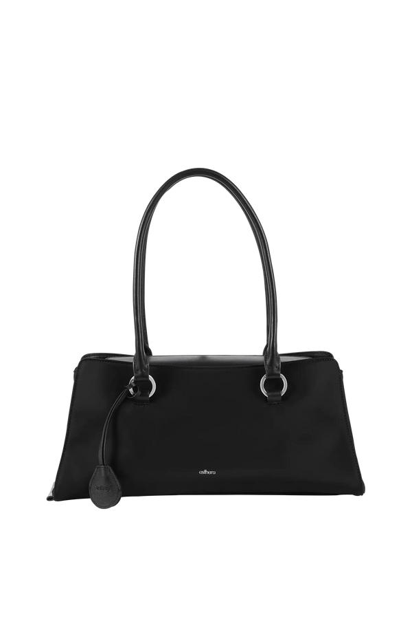 Bolsa de ombro em couro legítimo na cor preta com fechamento seguro e alça ajustável confortável, design sofisticado e funcional ideal para o dia a dia.