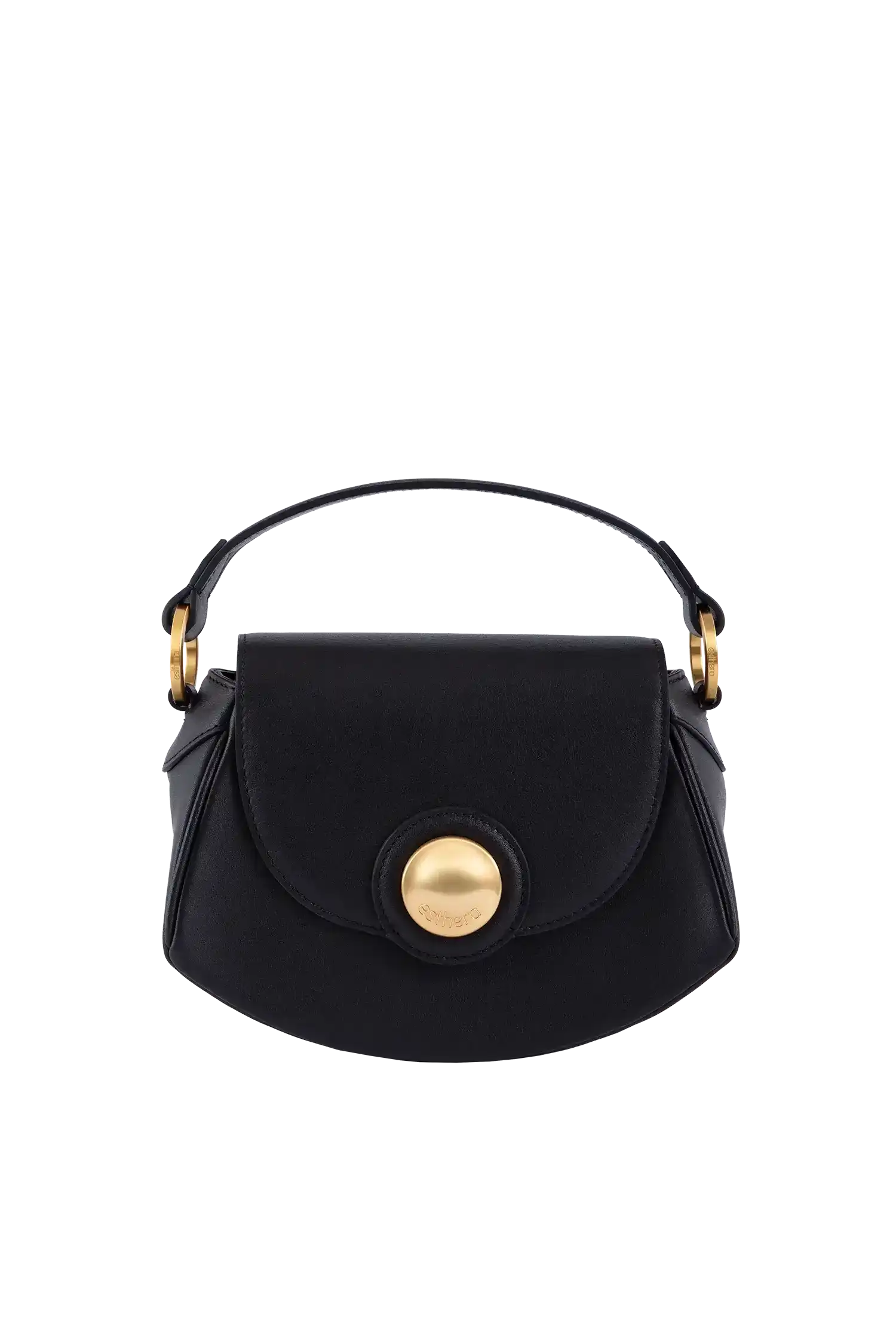 Bolsa preta elegante com detalhes dourados e design sofisticado