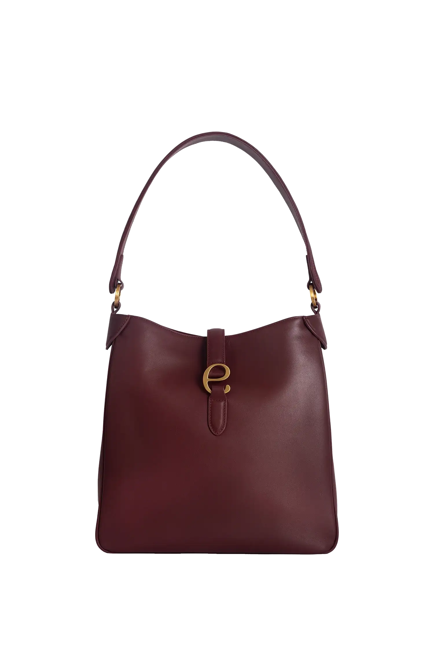 Bolsa de ombro em couro legítimo na cor burgundy com fecho refinado e alças estruturadas, design sofisticado e funcional ideal para o dia a dia.