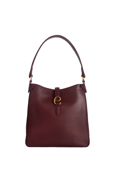 Bolsa de ombro em couro legítimo na cor burgundy com fecho refinado e alças estruturadas, design sofisticado e funcional ideal para o dia a dia.