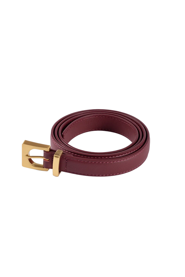 Cube gold-buckle belt burgundy 20mm
