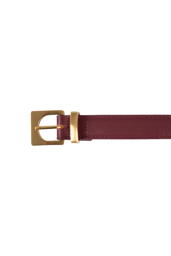 Cube gold-buckle belt burgundy 20mm