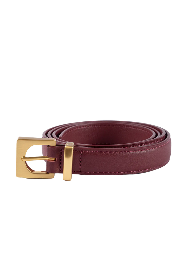Cube gold-buckle belt burgundy 20mm