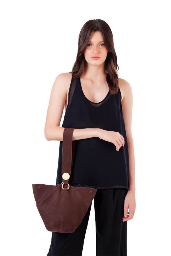 9PM maxi bag marrom camurça
