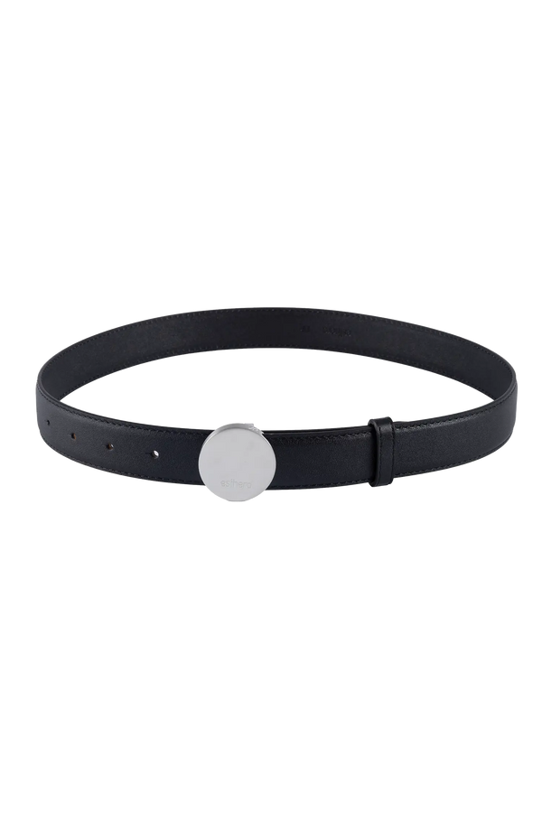 Signature belt preto e prata