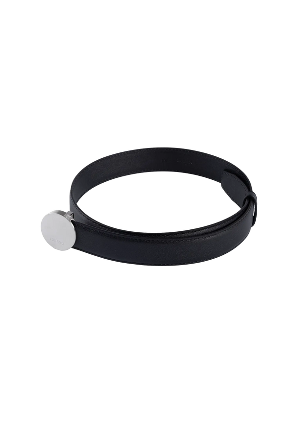 Signature belt preto e prata