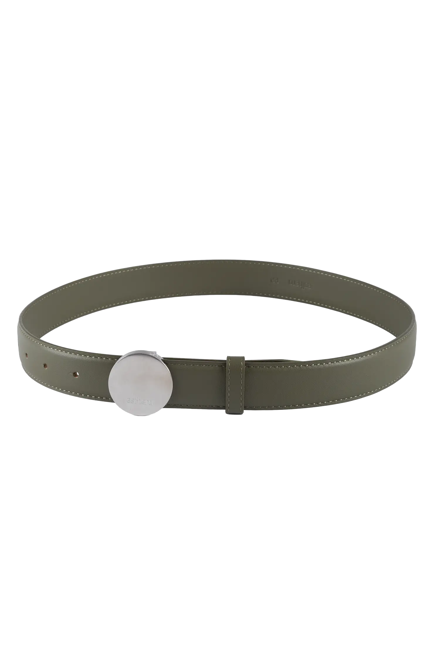 Signature belt sage green e prata