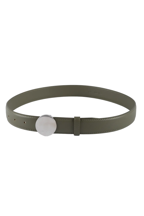 Signature belt sage green e prata