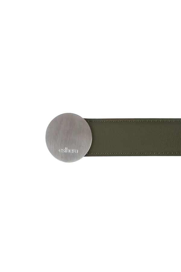 Signature belt sage green e prata