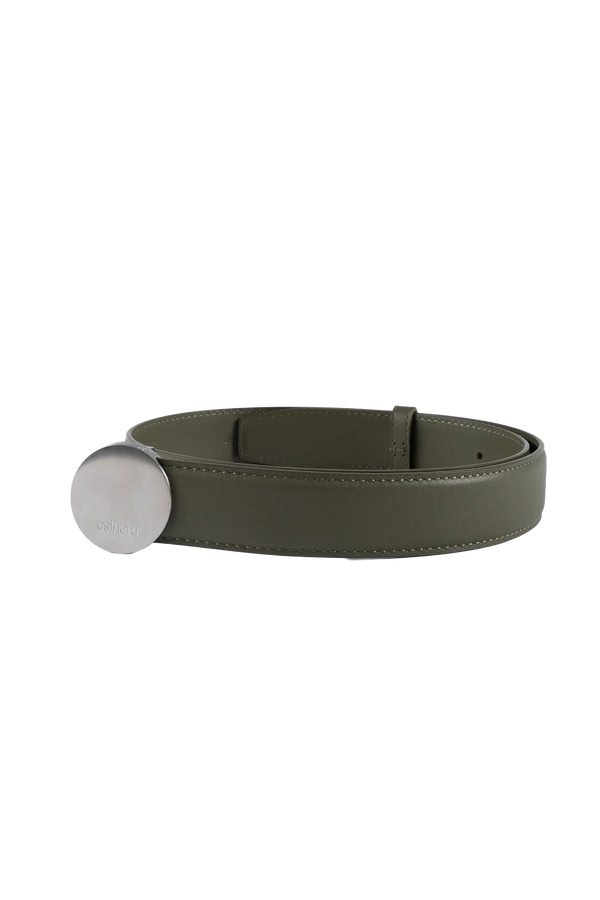 Signature belt sage green e prata