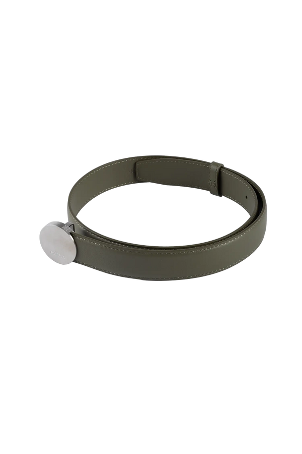 Signature belt sage green e prata