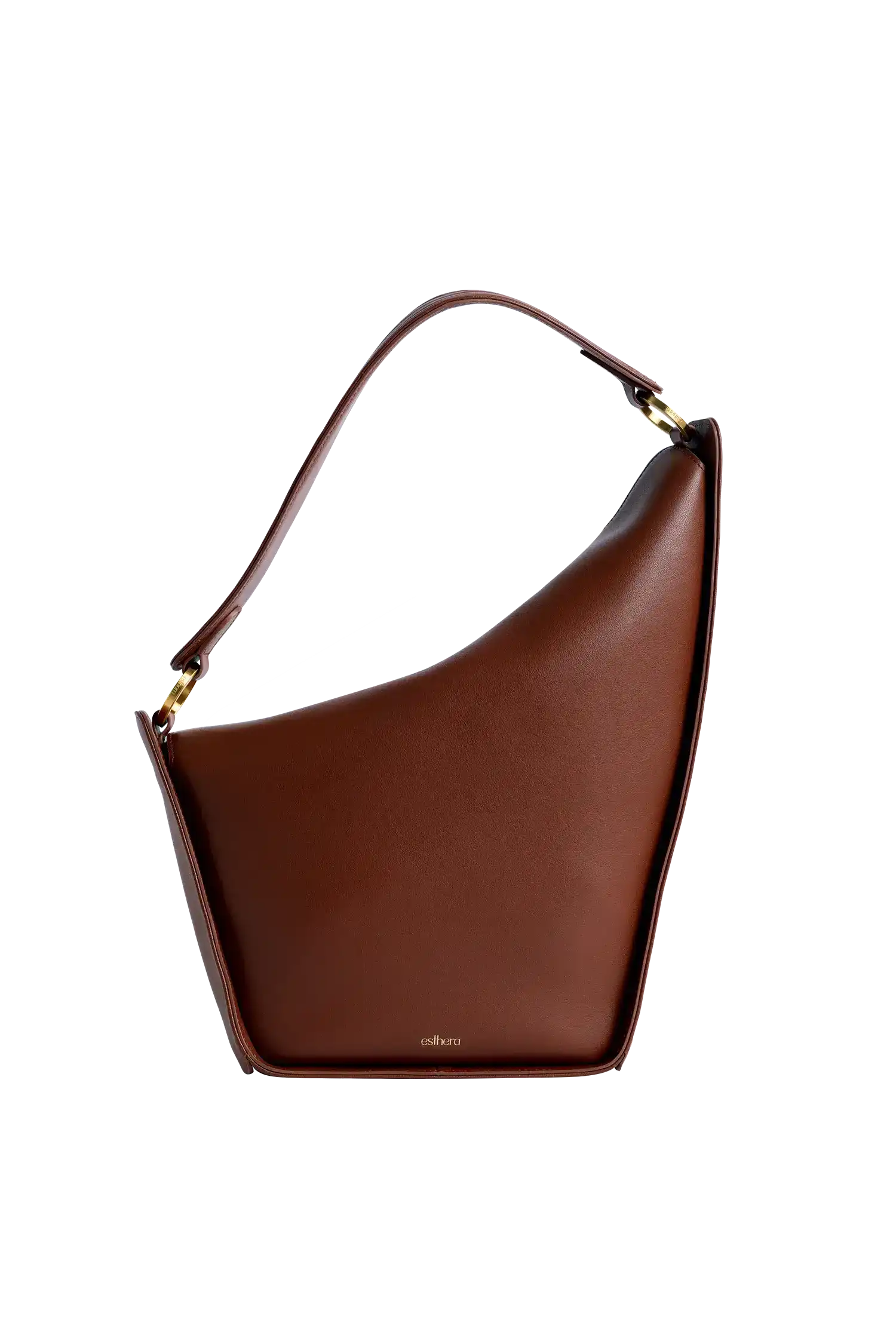 Bolsa marrom de couro com alça longa e design moderno, ideal para uso diário e sofisticação.