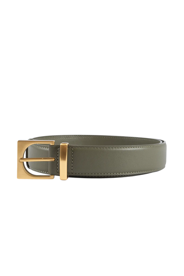 Cube gold-buckle belt sage green 35mm