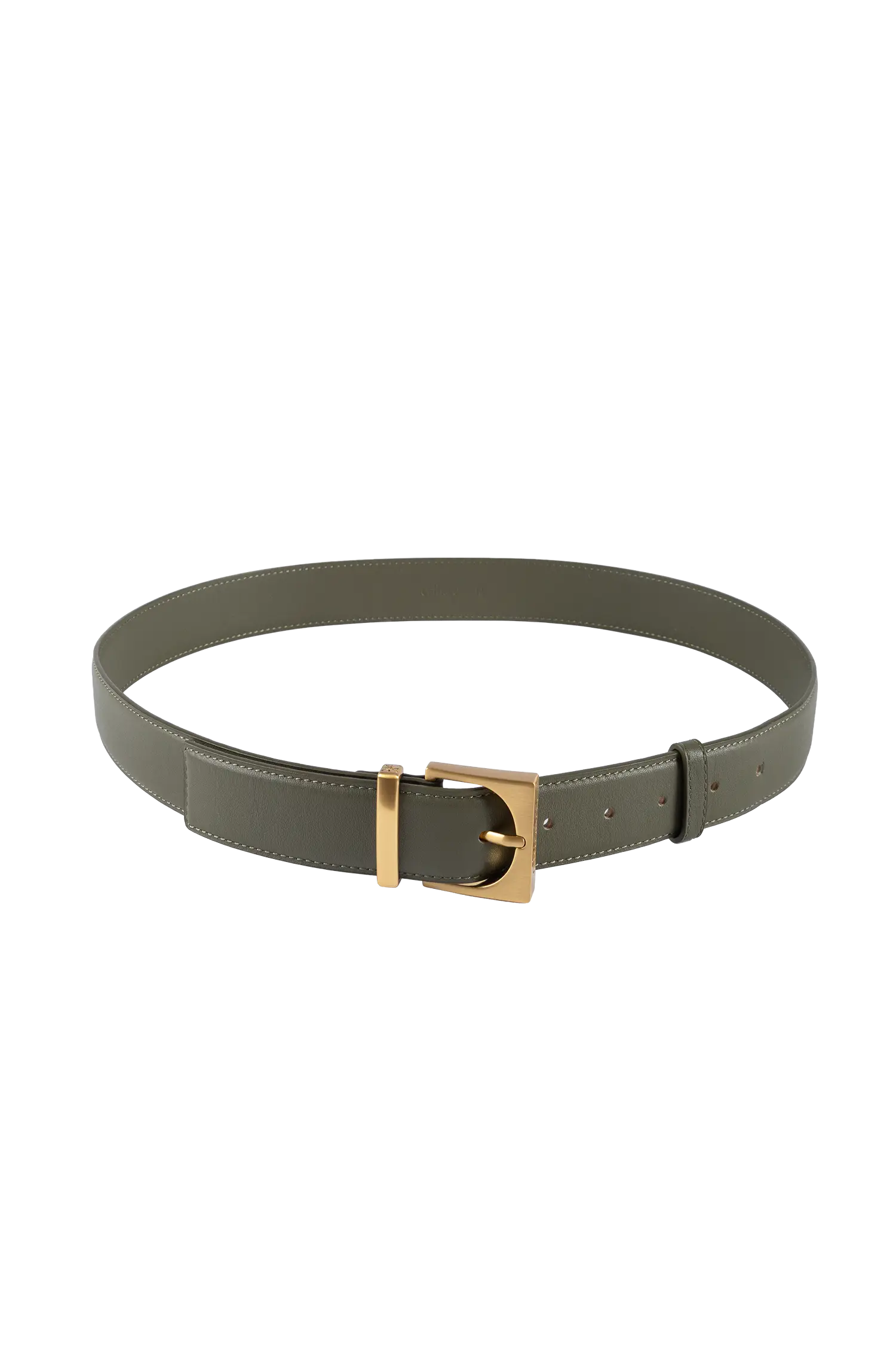 Cube gold-buckle belt sage green 35mm