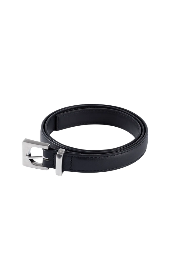 Cube silver-buckle belt preto 35mm