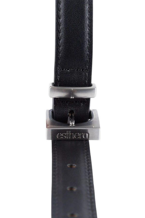 Cube silver-buckle belt preto 35mm