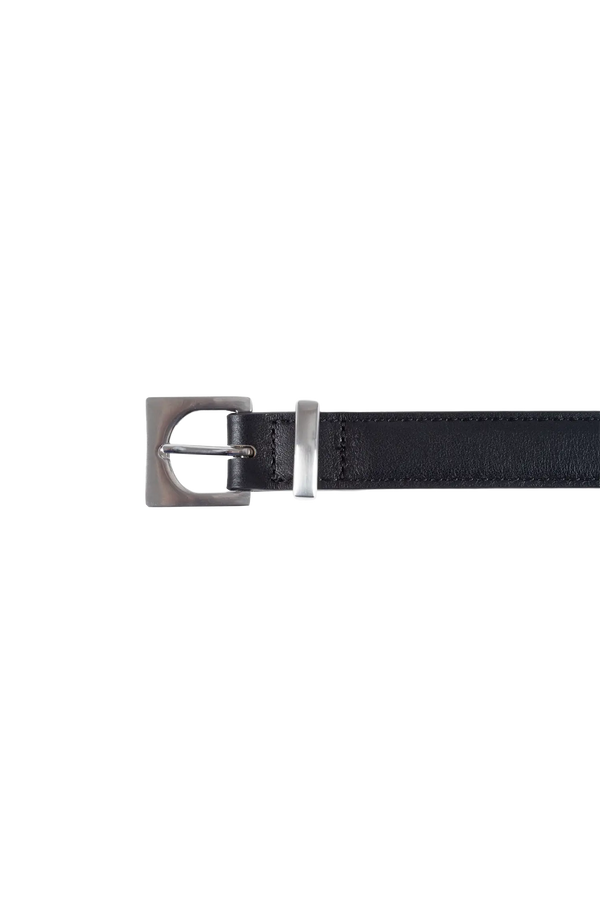 Cube silver-buckle belt preto 35mm
