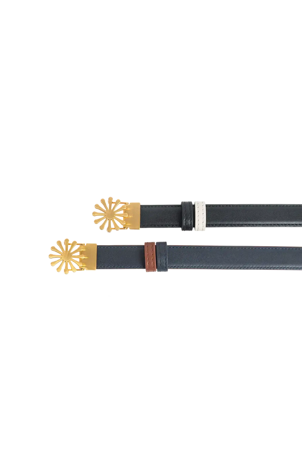 Cinto de couro de 20mm na cor preto com fivela metálica dourada elegante com acabamento com costuras reforçadas, acabamento minimalista e moderno que adiciona estilo e personalidade a qualquer composição.