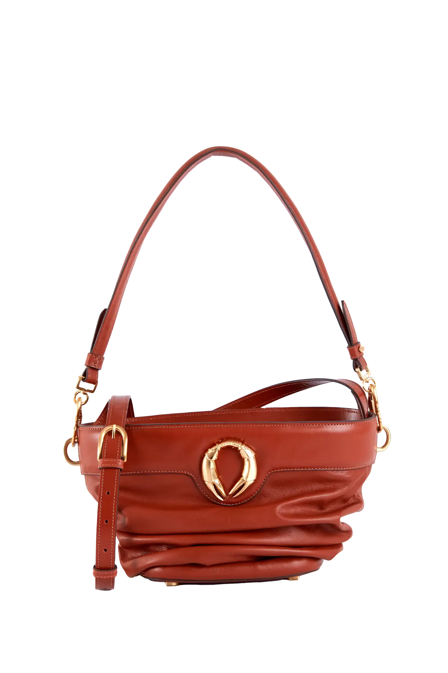 Bolsa de ombro em couro legítimo na cor marrom claro com fechamento por zíper e alça de ombro confortável, design sofisticado e funcional ideal para o dia a dia.
