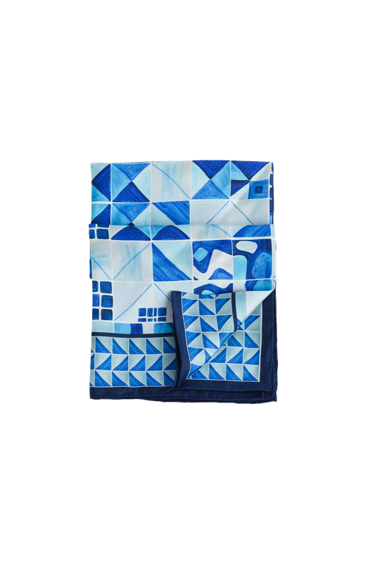 Lenço 90 painel modernista azul