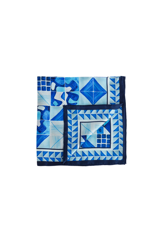 Lenço 50 painel modernista azul