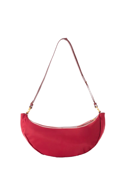 Bolsa tiracolo em couro legítimo na cor vermelha merlot com fechamento seguro e alça ajustável confortável, design sofisticado e funcional ideal para o dia a dia.