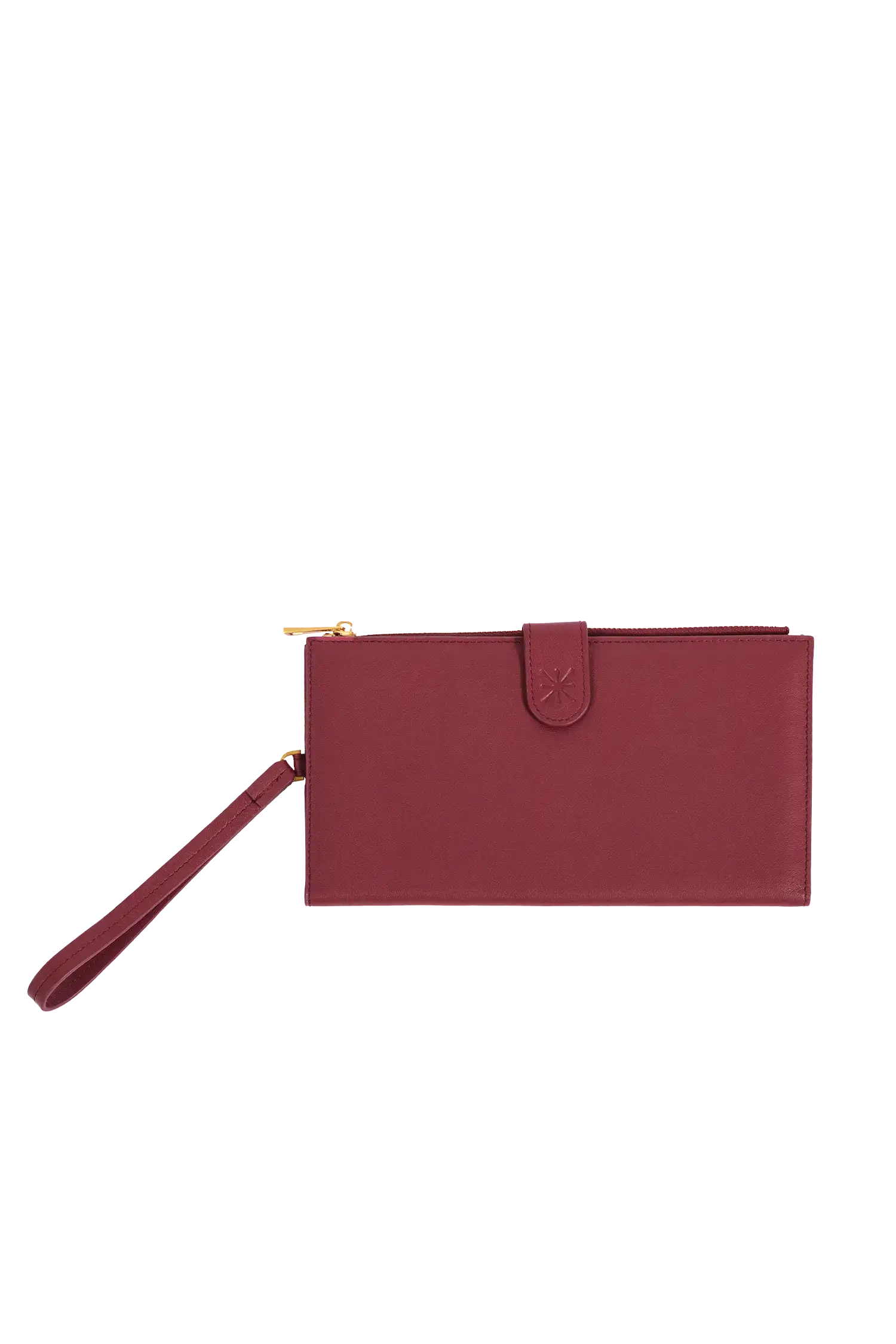 Porta-passaporte em couro legítimo na cor burgundy com divisórias exatas para passaporte, documentos de viagem e cartões de embarque, formato ergonômico e slim que cabe no bolso ou na bolsa sem criar volumes desnecessários.
