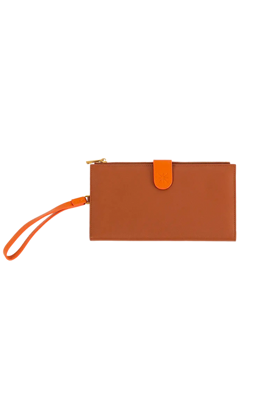Passport holder marrom e laranja
